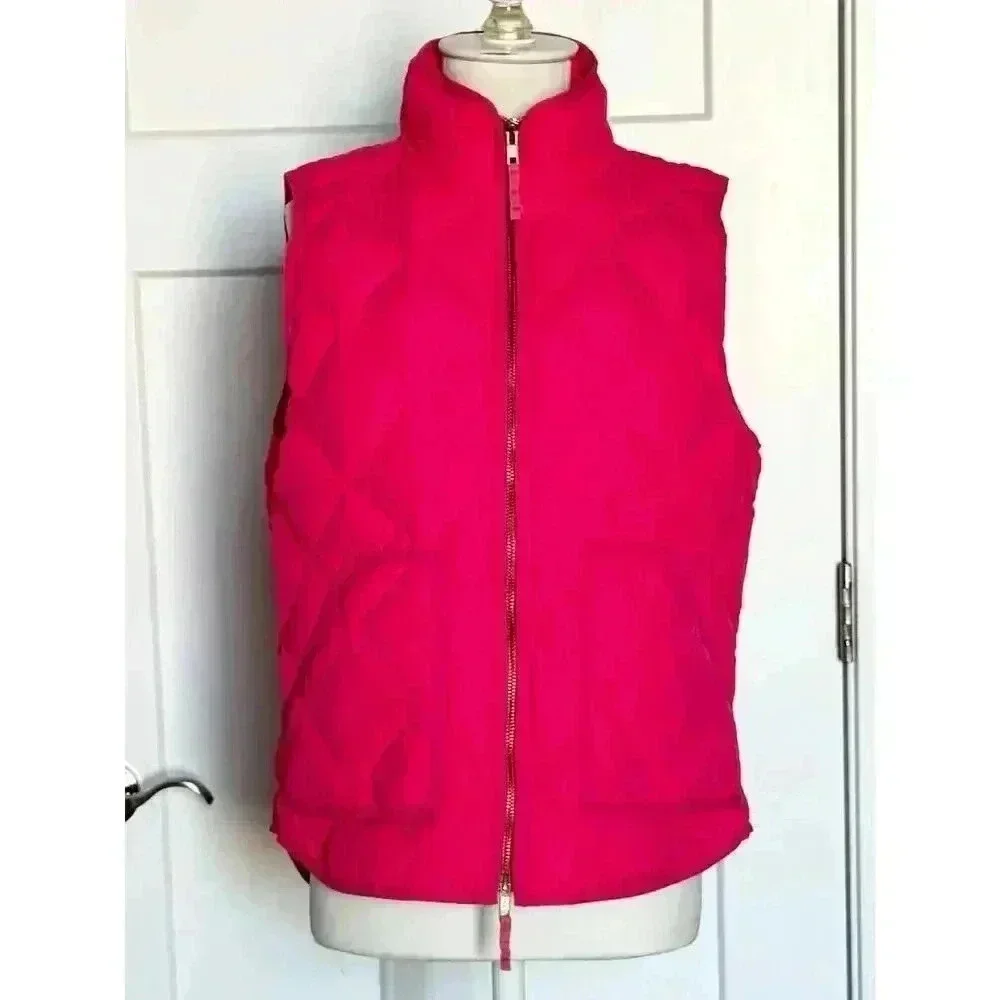 J. Crew Womens Excursion Vest Hot Pink Down Filled Diamond Quilted Sz S